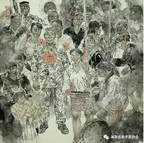 黎盛健《送兵图》_中国画_金奖