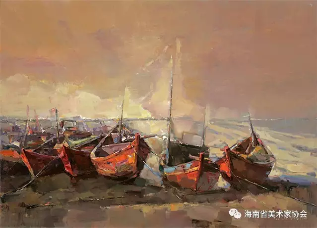 郭泽光《远古的记忆—船歌》油画_110x130cm-银奖