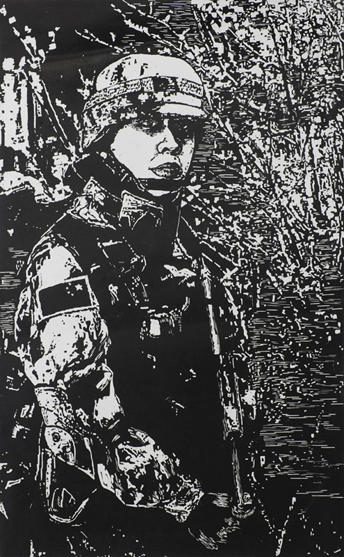 21、黄道敏《南疆卫士》65x105版画