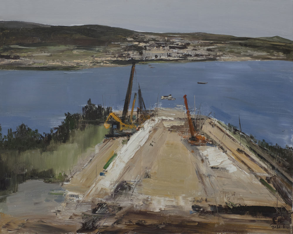 33、姜旺《建设中·海口江东新区》100x80油画.jpg