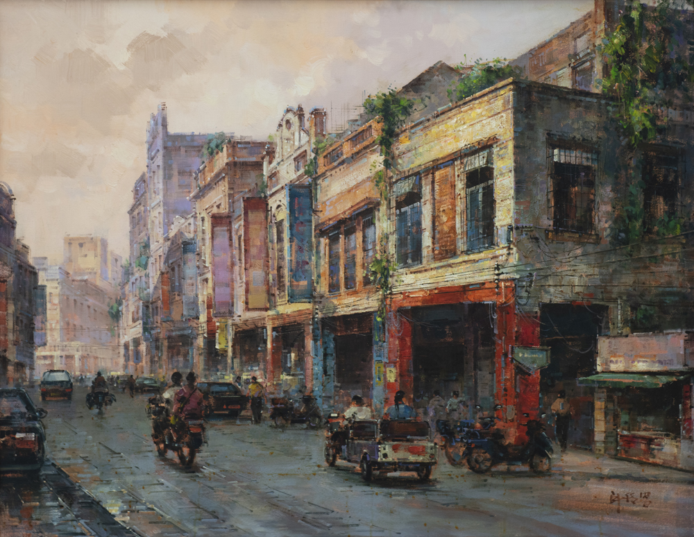 22、邱传智《印象海口——海口骑楼2》80x100油画.jpg