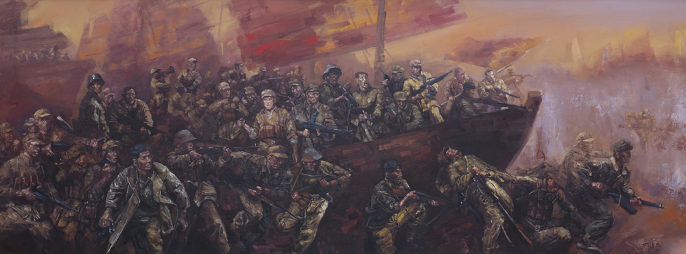 黄信驹《解放海南岛》240X90油画（特邀）.jpg
