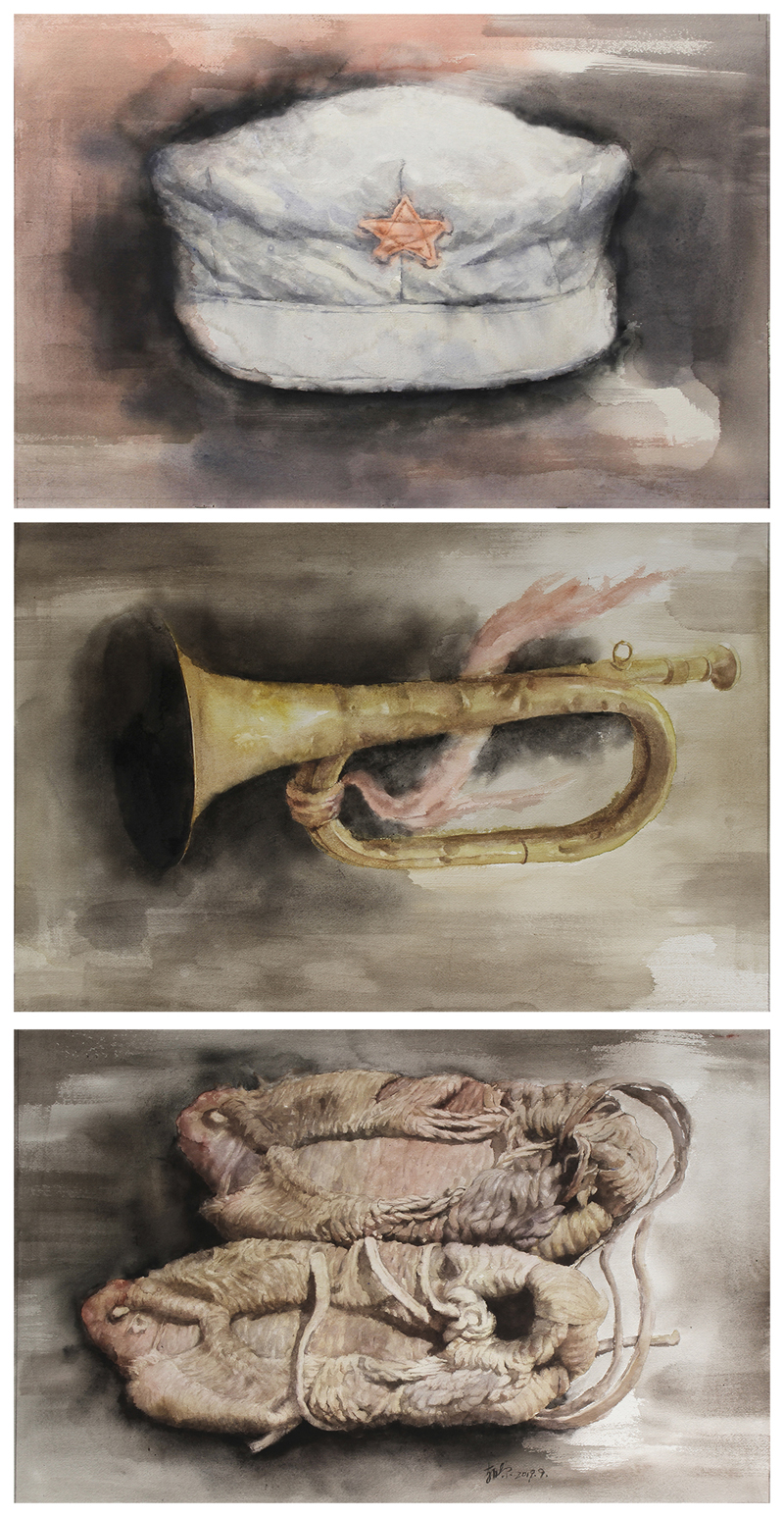 李朝繁，《印象红军》，138X46水彩.jpg